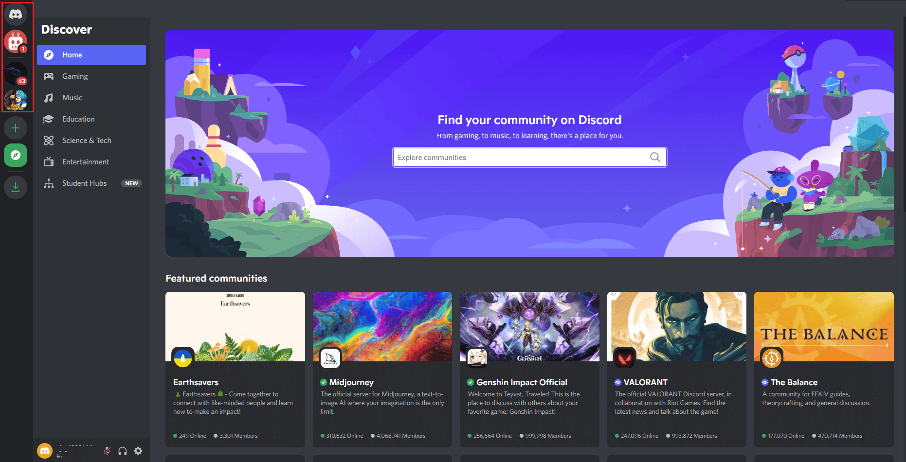 selecciona un servidor de Discord.  Cómo encontrar la IP de alguien en Discord
