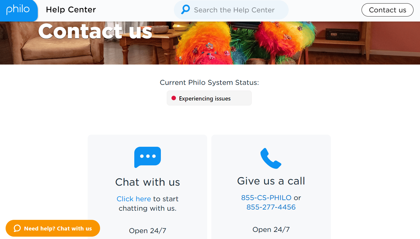Póngase en contacto con el servicio de atención al cliente de Philo |  Cómo eliminar mi cuenta Philo