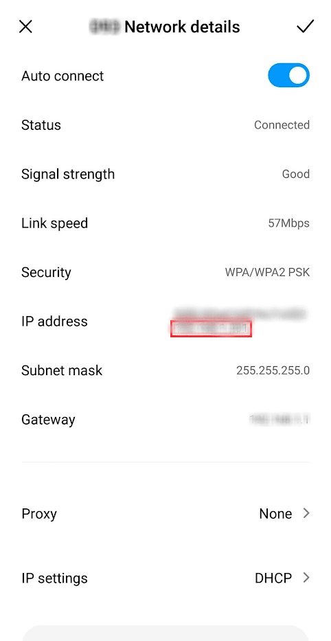 Puede encontrar la dirección IP de la red conectada en esta pantalla Detalles de la red |  Cómo encontrar la dirección IP de alguien por número de teléfono