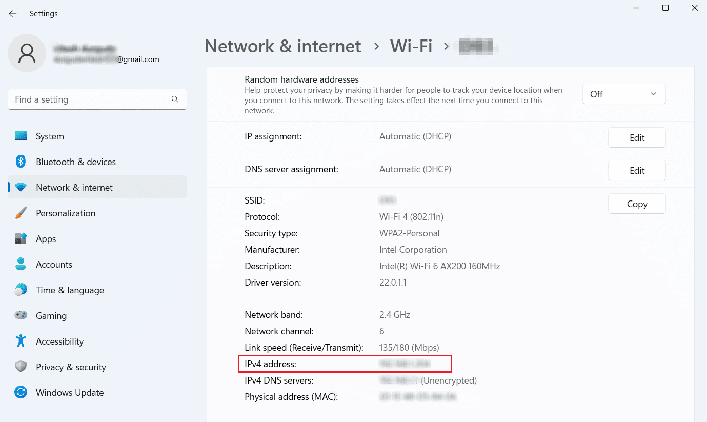 Desplácese hacia abajo y busque la dirección IP junto a la dirección IPv4 |  Cómo encontrar la dirección IP de alguien por número de teléfono