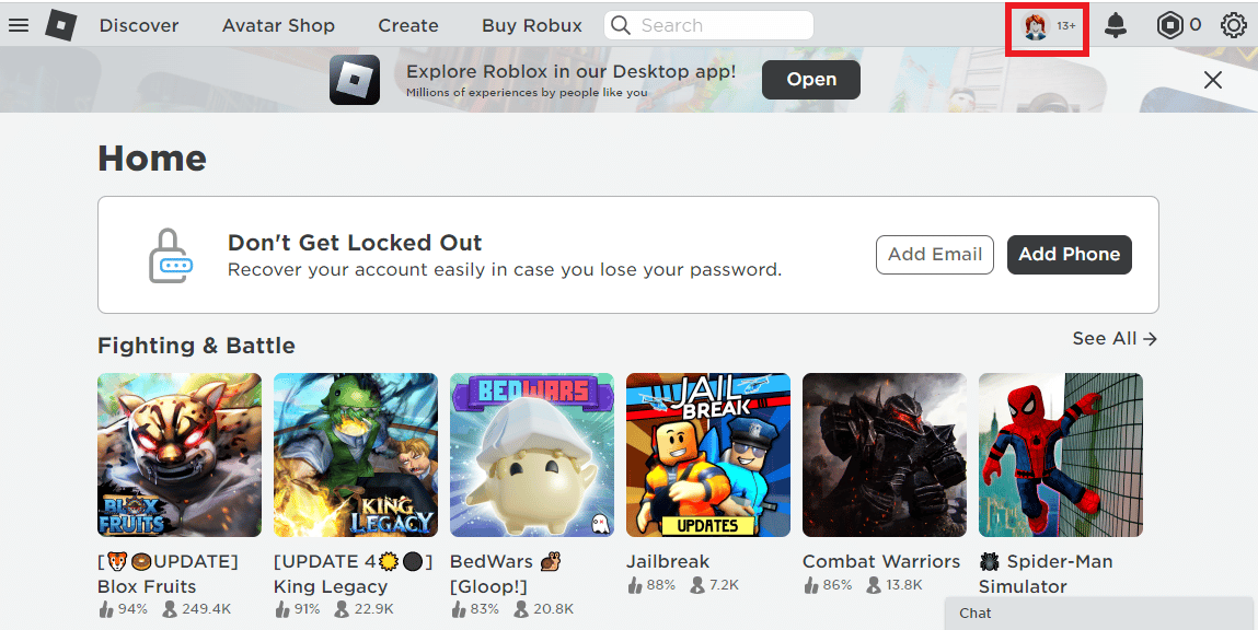   Haga clic en su nombre de usuario.  Cómo ver tus artículos favoritos en Roblox