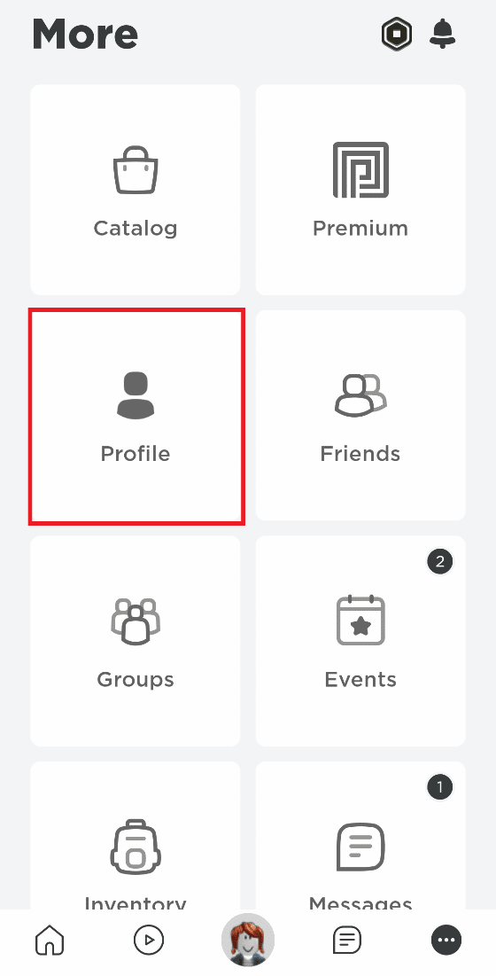Toca Perfil.  Cómo ver tus artículos favoritos en Roblox