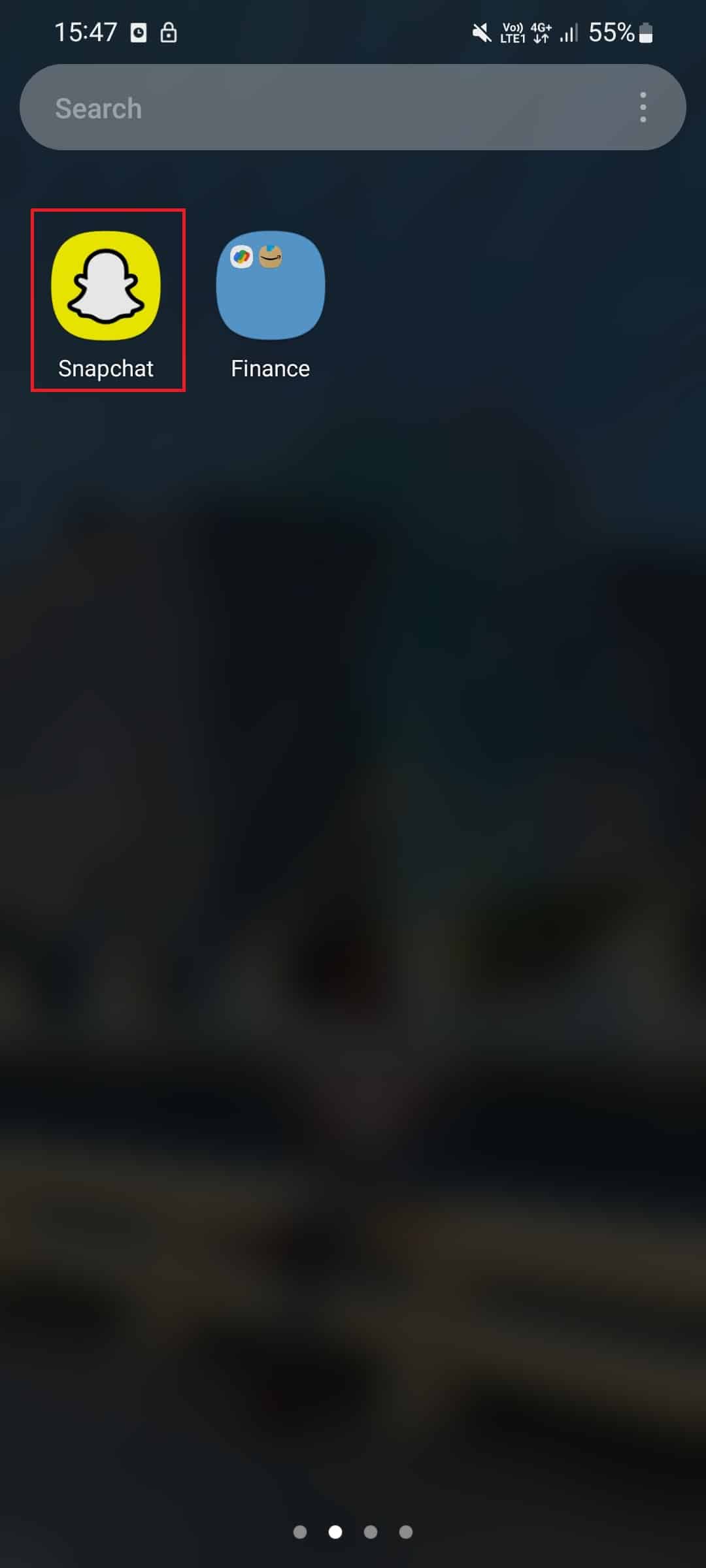 se muestra el icono de Snapchat