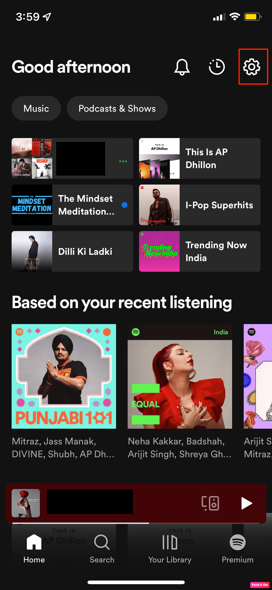haga clic en el icono de configuración.  Cómo conectar Spotify a Facebook