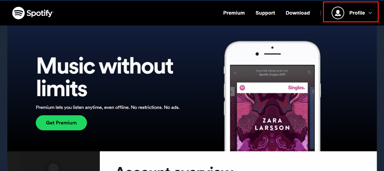opción de perfil  Cómo quitar el dispositivo de Spotify Connect