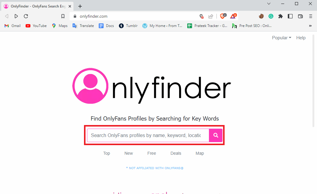 Ingrese el nombre de la persona que desea buscar en OnlyFans