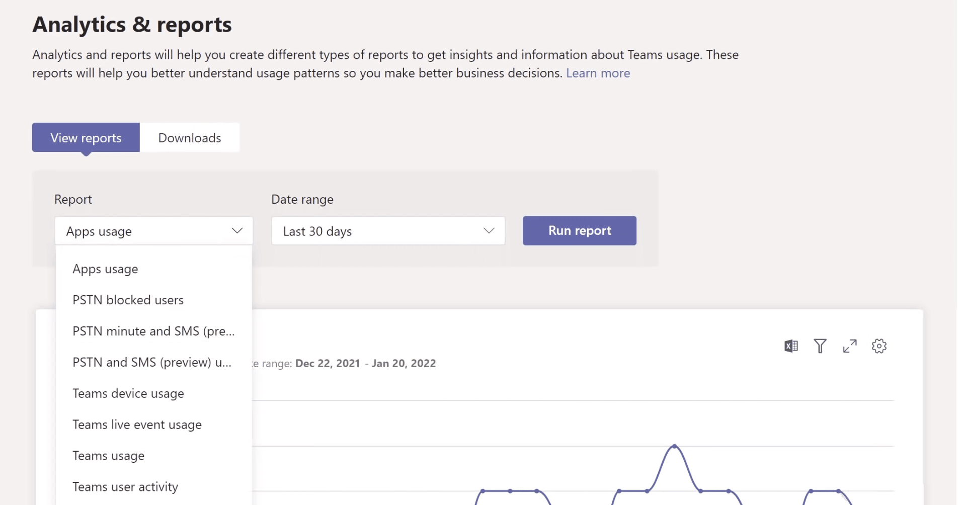 Análisis e informes de Microsoft Teams
