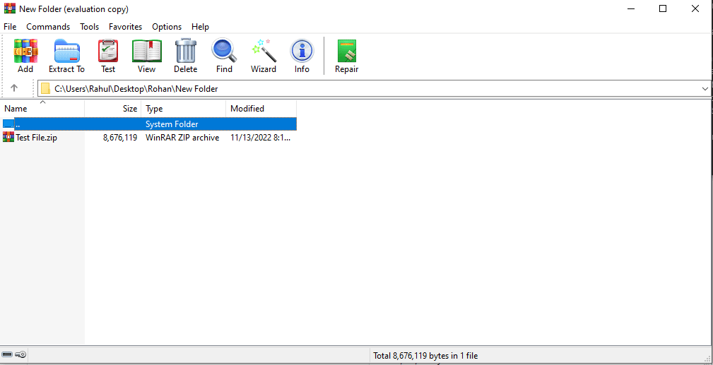 haga doble clic en el archivo para abrir.  Solucionar error de archivo comprimido inesperado 0x80004005