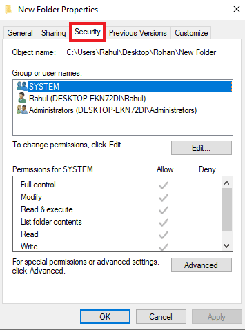 haga clic en seguridad.  Solucionar error de archivo comprimido inesperado 0x80004005
