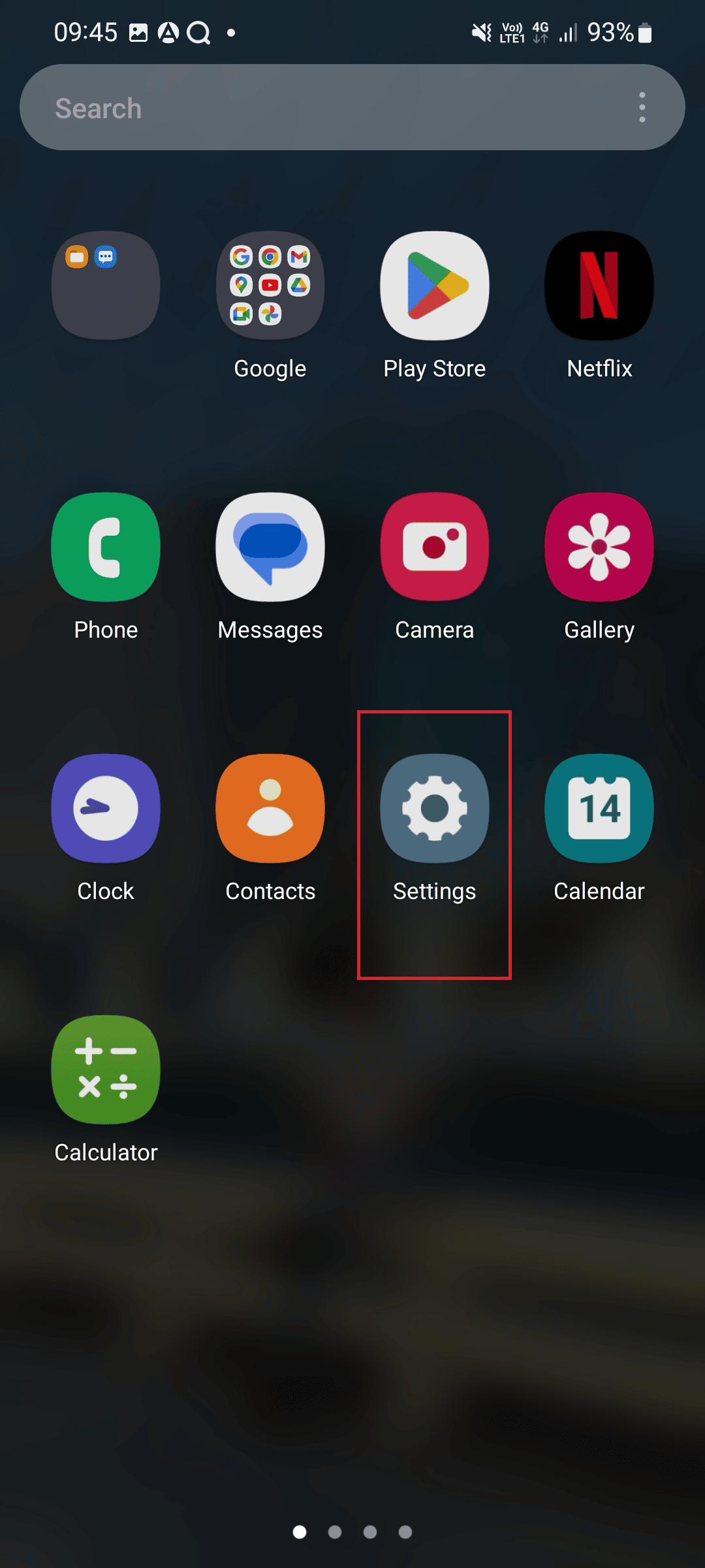 icono de configuración.  Arreglar la pantalla morada de la muerte en el teléfono Samsung