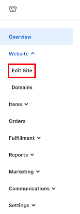 haga clic en Sitio web - Editar sitio |  Cómo eliminar el sitio web de Weebly