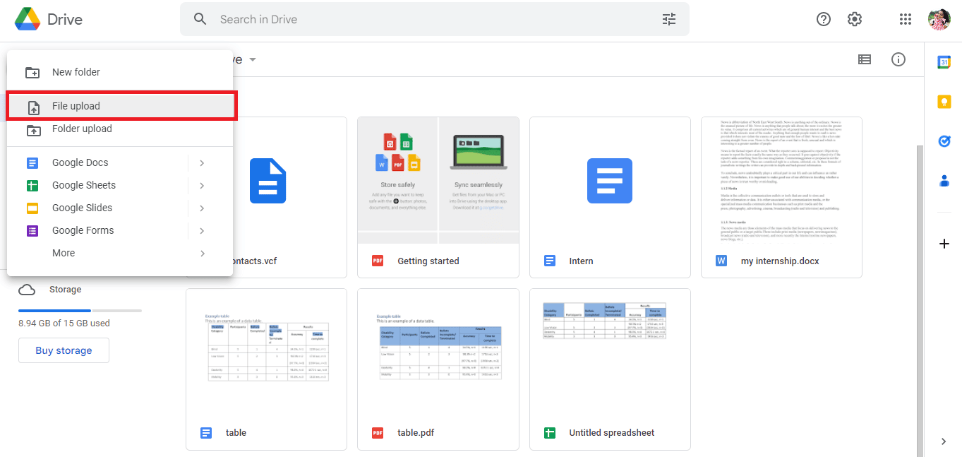 haga clic en Subir archivo. 3 métodos para convertir PDF a hojas de cálculo de Google