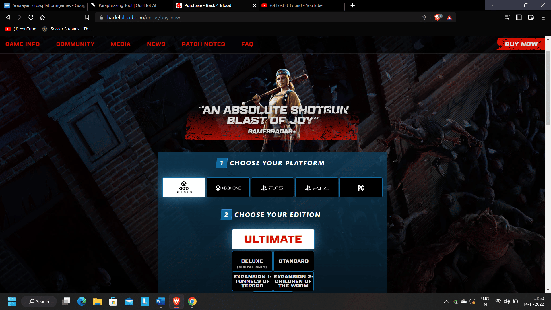 Sitio oficial de Back 4 Blood