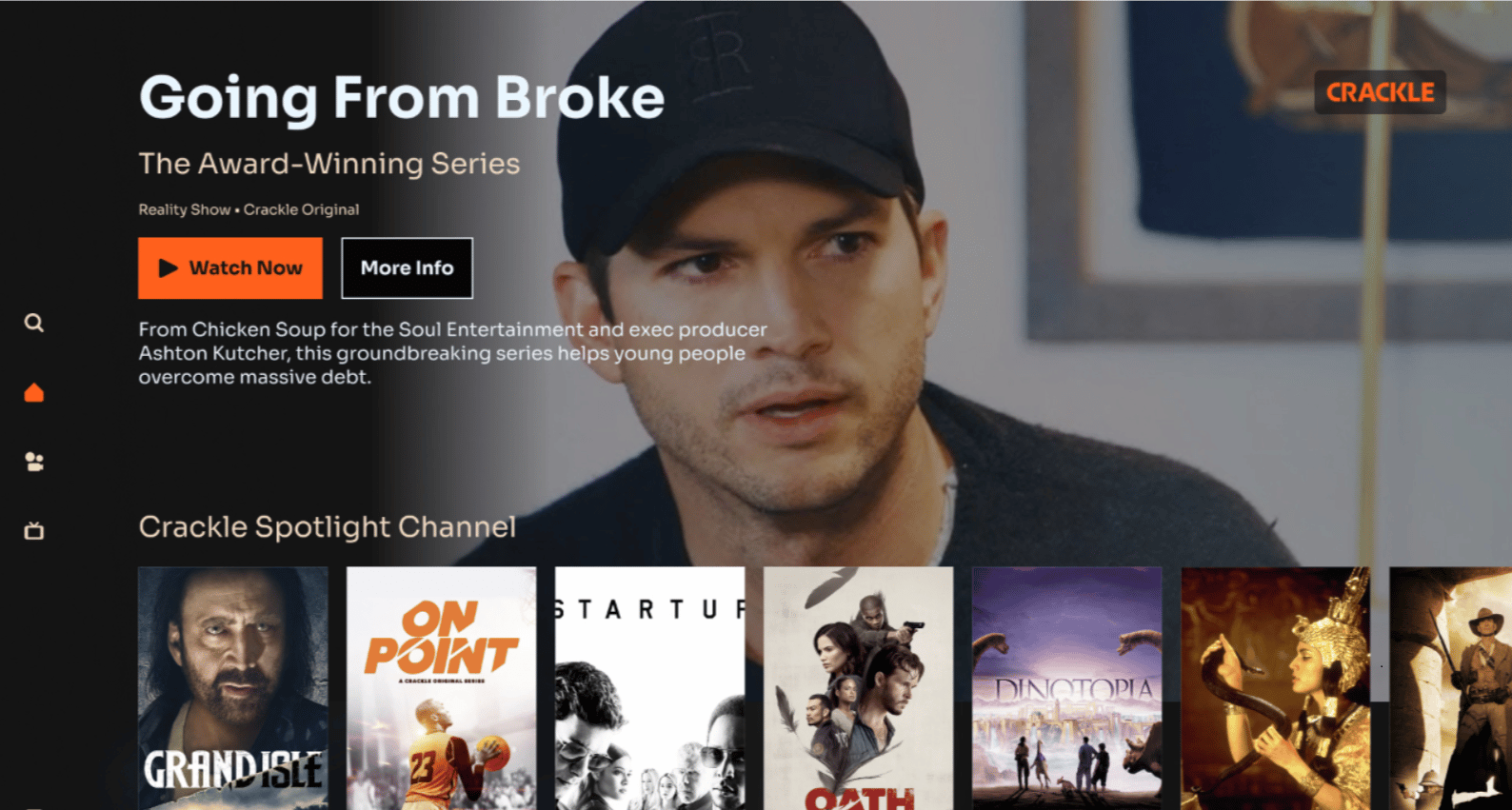 Página de inicio de Crackle