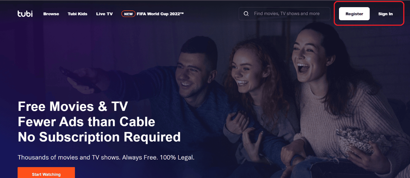 Página de inicio de tubi tv.  Las mejores alternativas de Showbox