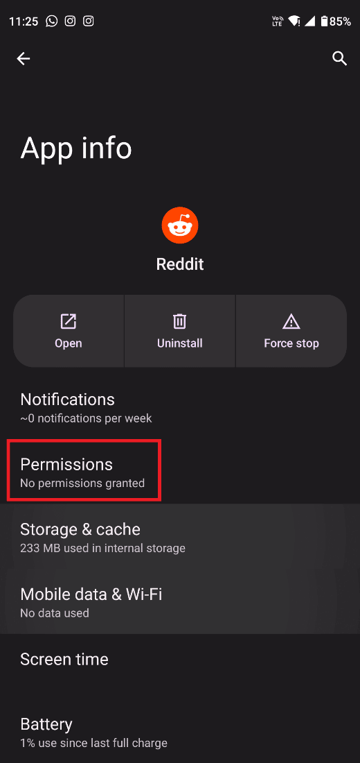 permiso de la aplicación reddit 