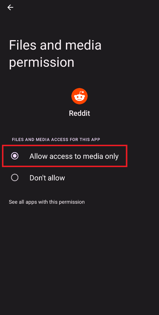 archivos de la aplicación reddit y permiso de medios 