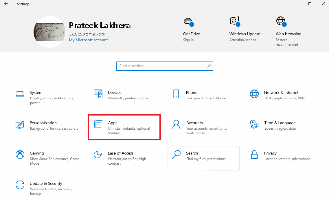 Haga clic en la opción Aplicaciones
