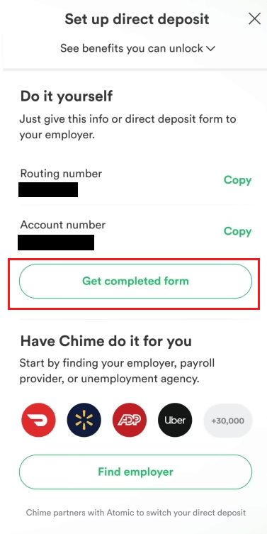 Toque en Obtener formulario completo para configurar una publicación directa