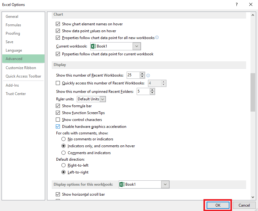 Haga clic en Aceptar para guardar los cambios. Arreglar Excel lento para abrir en Windows 10
