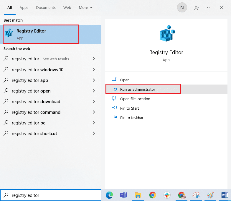 abre el Editor del Registro como administrador. Arreglar Excel lento para abrir en Windows 10