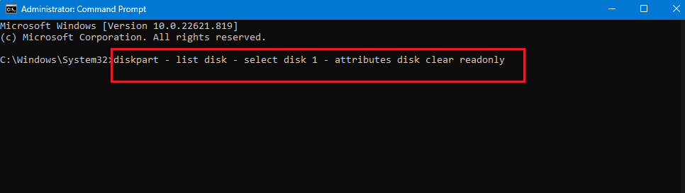 comando para desactivar el modo de solo lectura