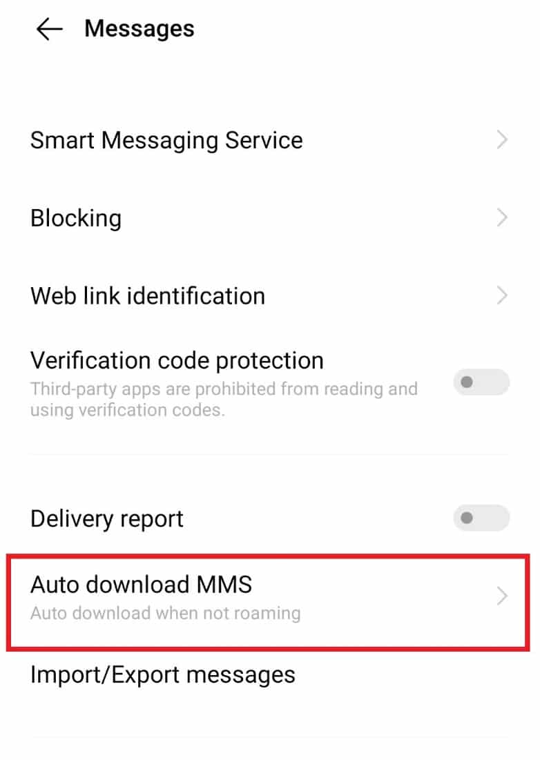 Abrir MMS de descarga automática 