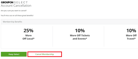 En la página siguiente, haga clic en Cancelar membresía nuevamente para confirmar la acción | eliminar mi opinión de Groupon