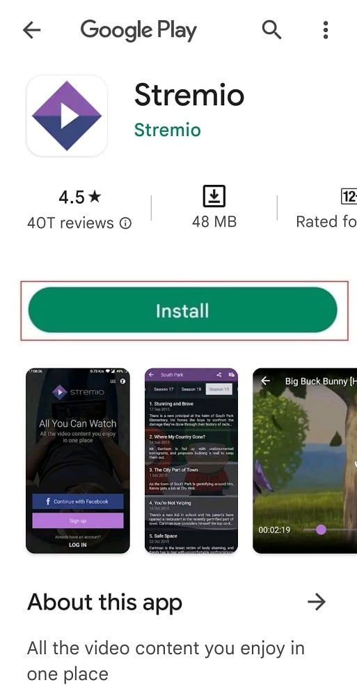 Instalación de la aplicación Stremio.  Las 11 mejores alternativas de Showbox para Android