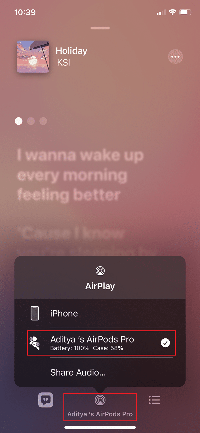Elija el dispositivo habilitado para AirPlay de la lista que desea conectar