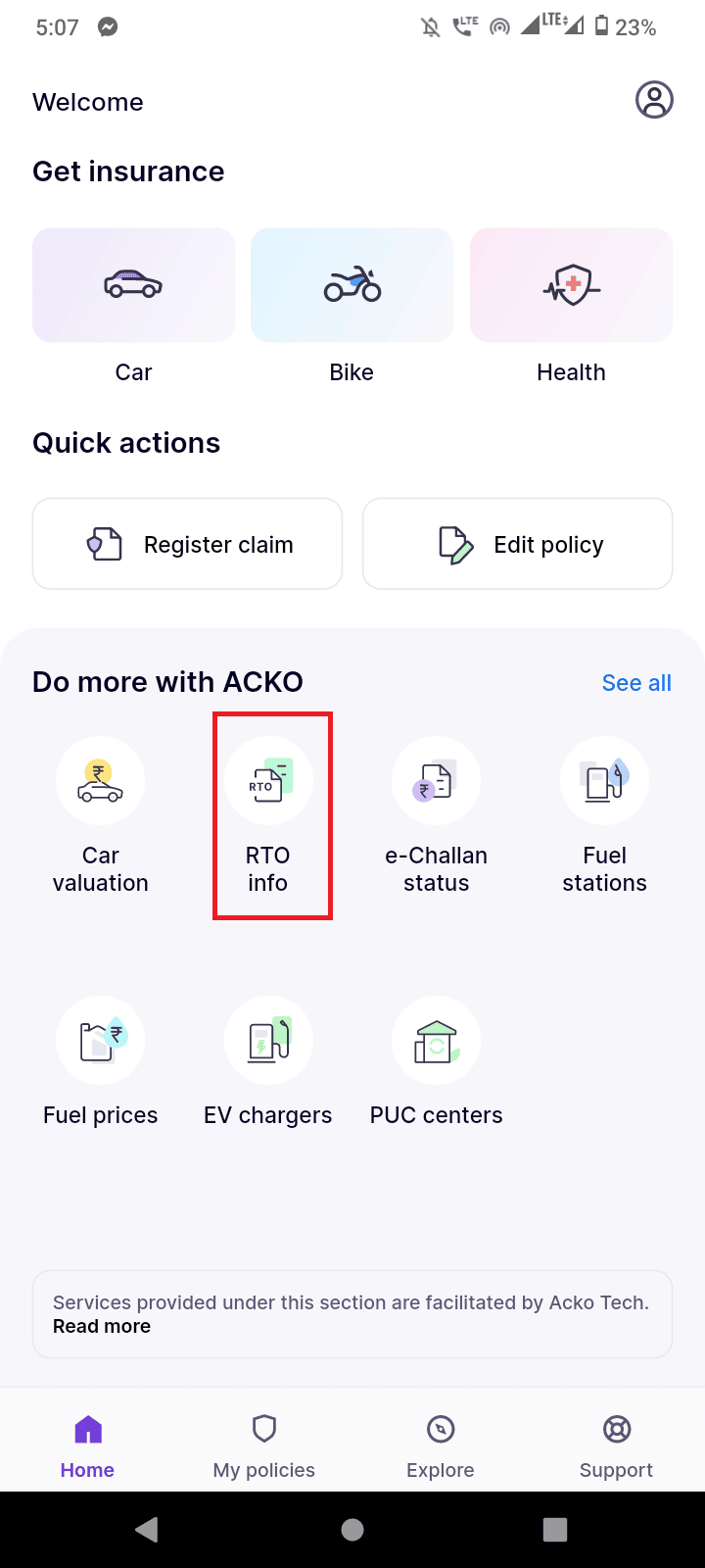 toque información de rto