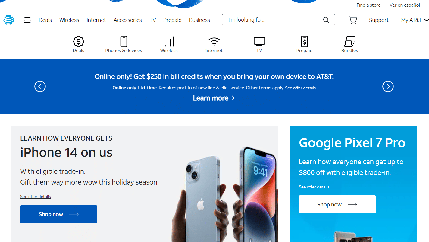 sitio web de ATT