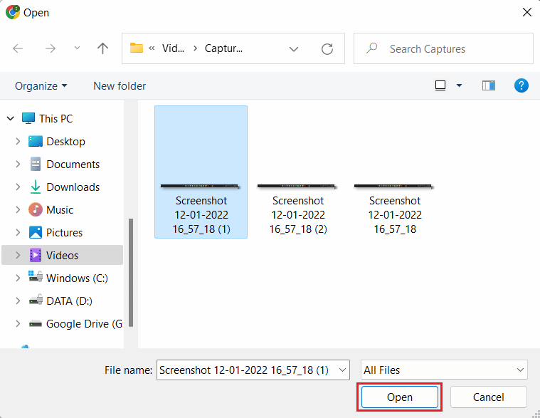 Ventana emergente para seleccionar los archivos a adjuntar