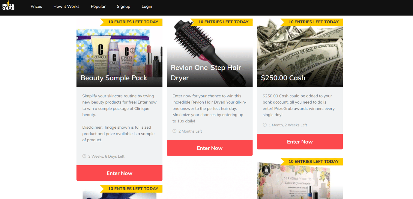 premios en Prizegrab 