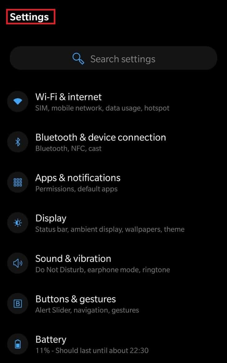 Ve a la configuración del teléfono.