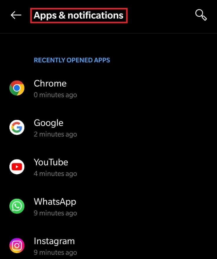 Seleccione aplicaciones y notificaciones.