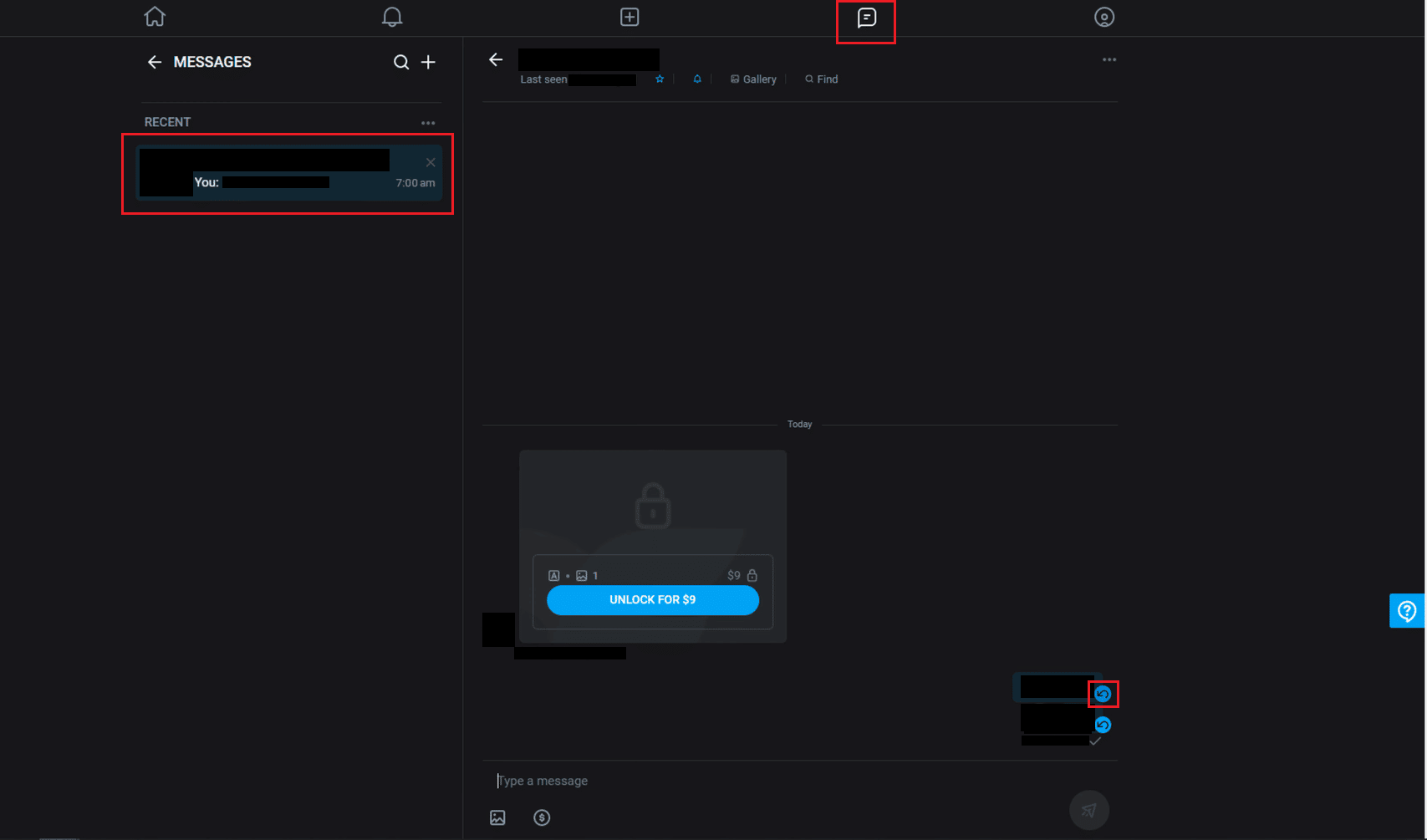 Pestaña Mensajes de OnlyFans - mensaje deseado - Ícono Cancelar envío |  ¿Qué significa la marca de verificación en OnlyFans?  |  cancelar el envío de mensajes masivos en OnlyFans