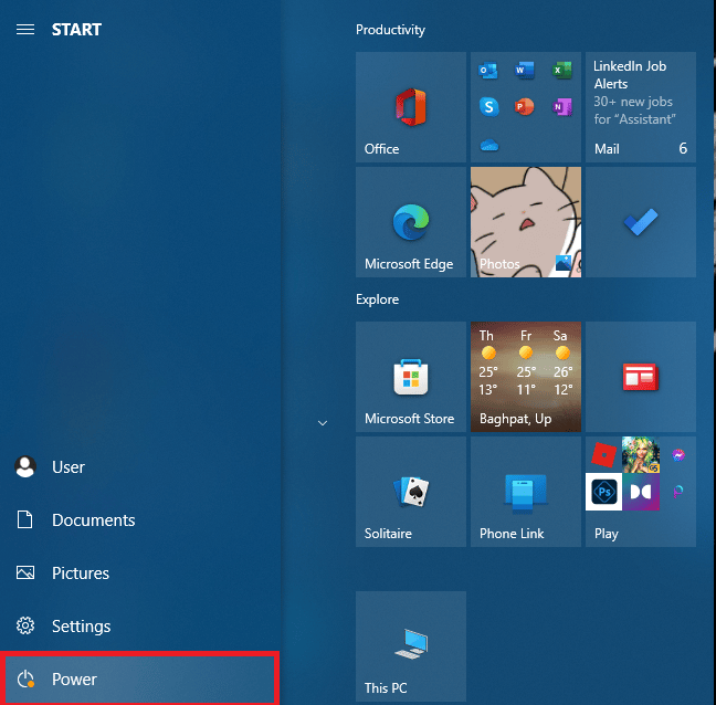 icono de poder.  Arreglar NVIDIA Geforce no compatible en Windows 10