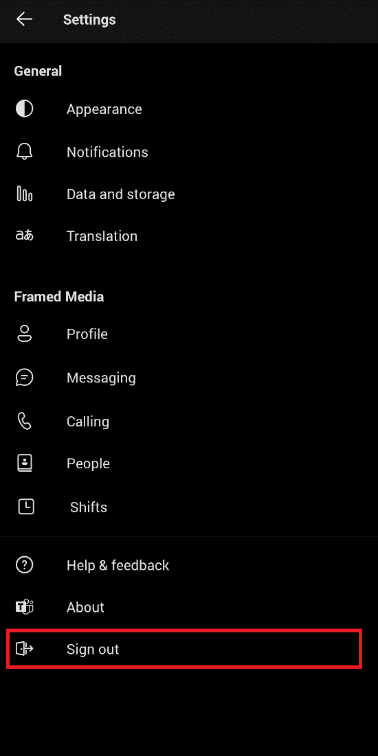 toca cerrar sesión. Arreglar el error de los equipos de Microsoft que no puede enviar mensajes