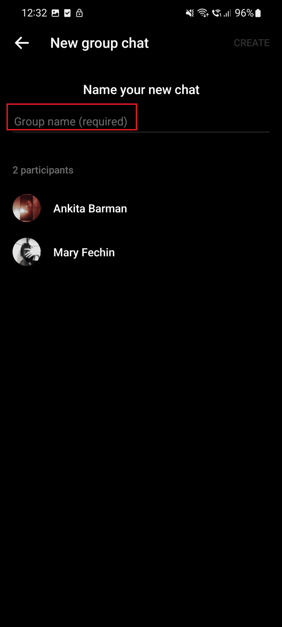 Ahora, nombra tu nuevo chat.