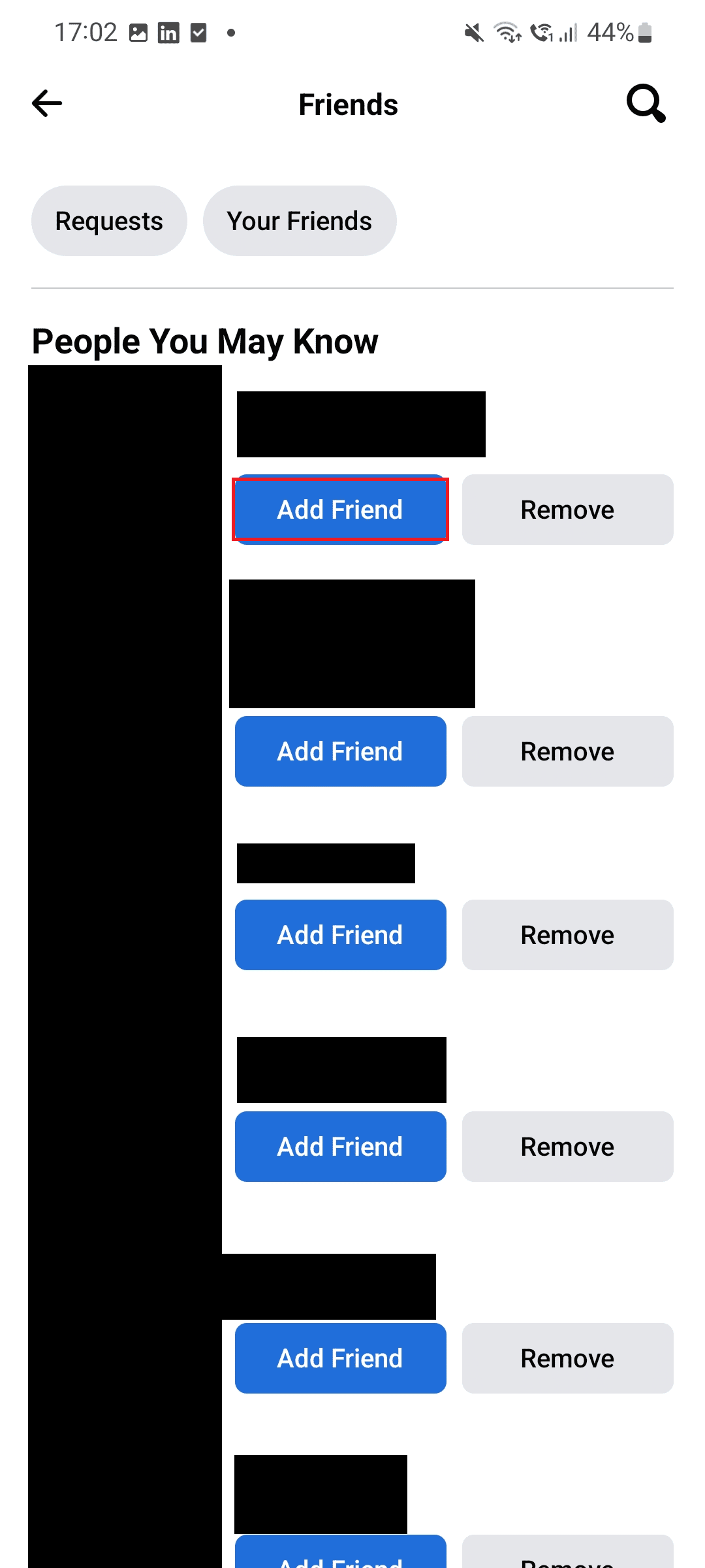 Toque Agregar amigo |  Cómo recomendar amigos en Facebook