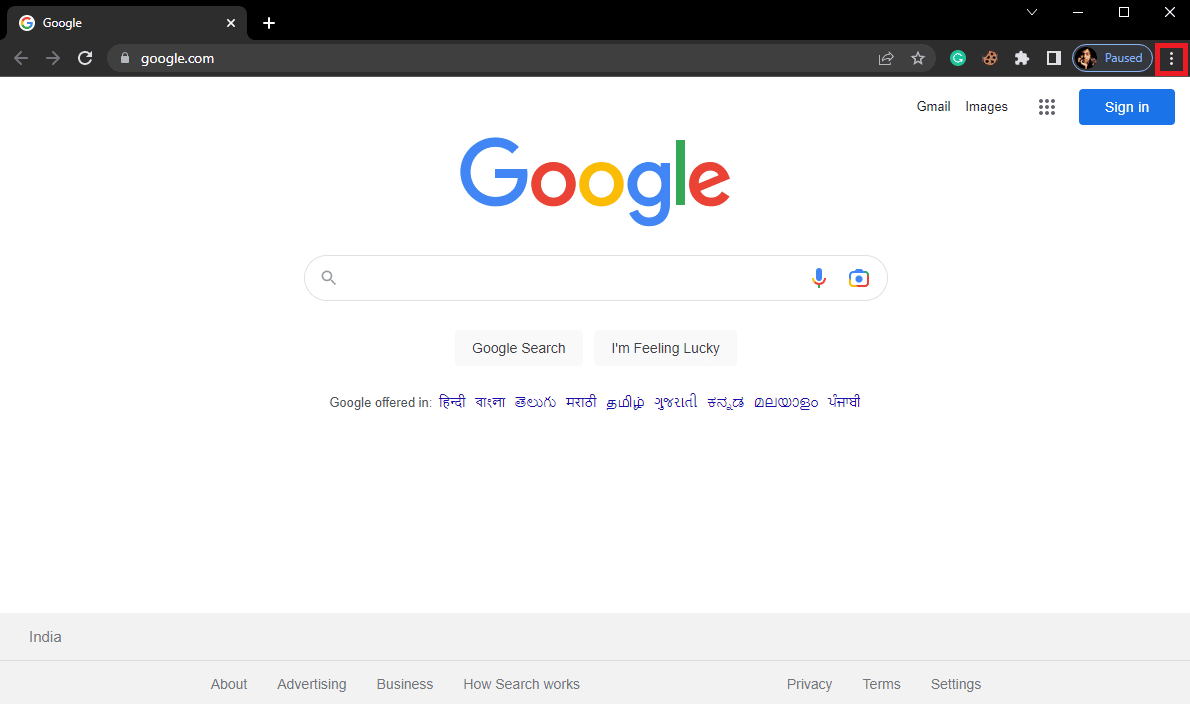 haga clic en las opciones de Menú.  Solucionar el error de descarga completa del disco de Google Chrome