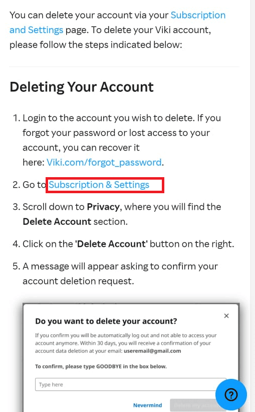 Toque el enlace Suscripciones y configuraciones.  Cómo eliminar una cuenta de Rakuten