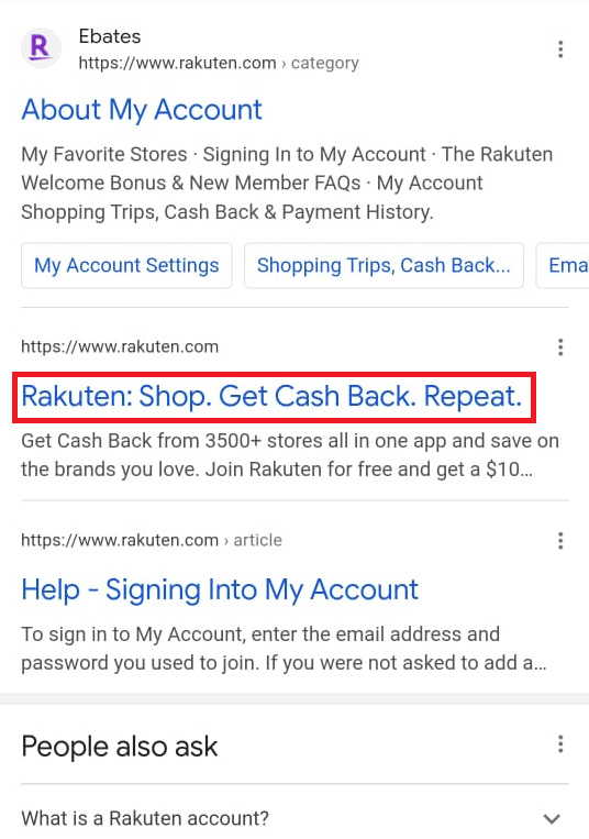 Ve al sitio web oficial de Rakuten.  Cómo eliminar una cuenta de Rakuten