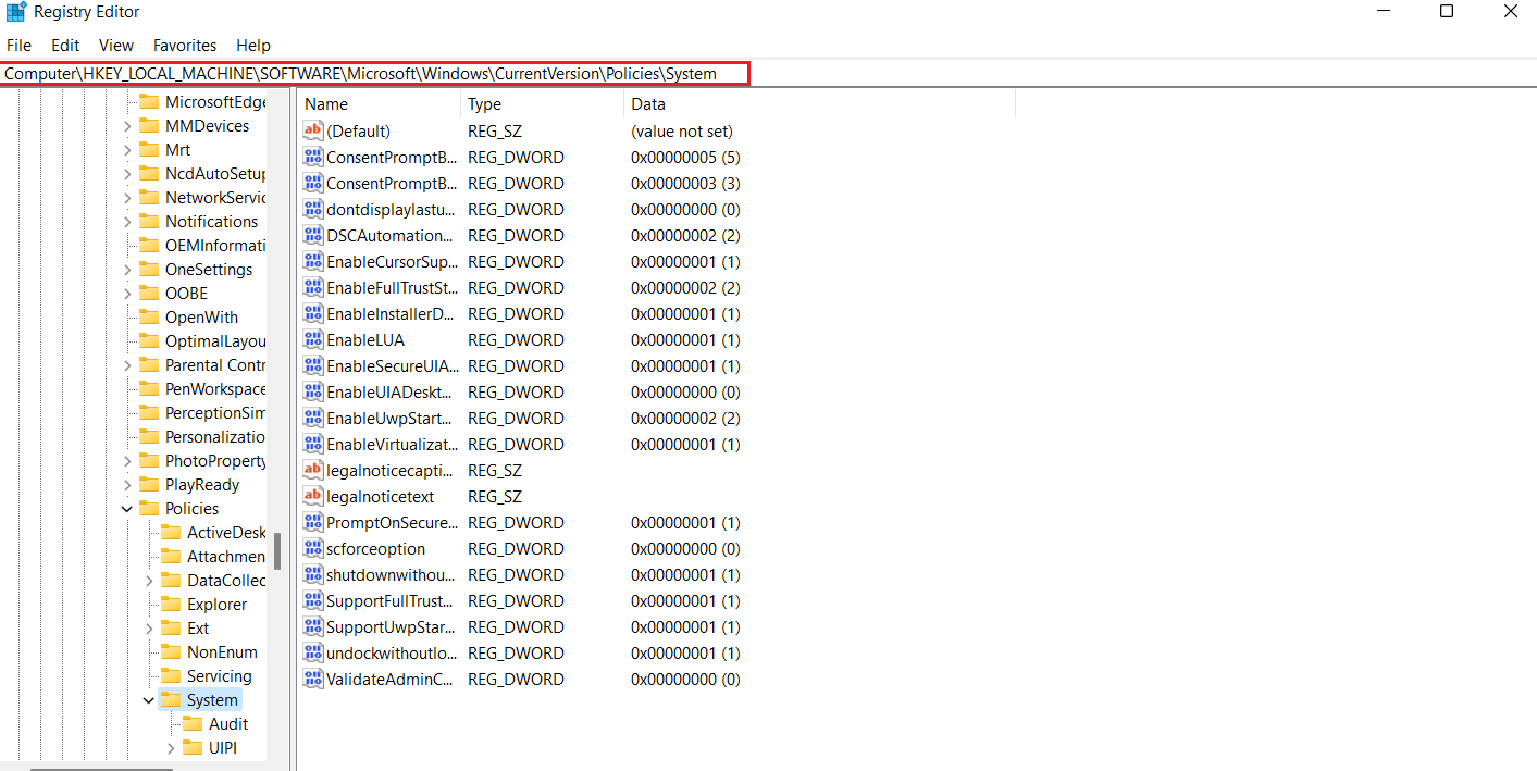 Carpeta de claves del sistema