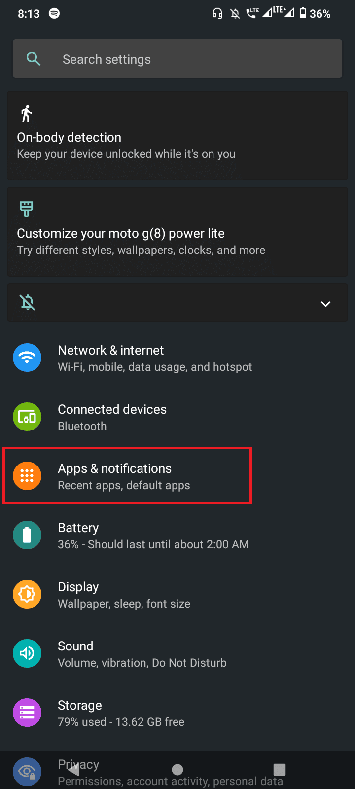 toca aplicaciones y notificaciones.  Solucionar el error 963 de Google Play Store