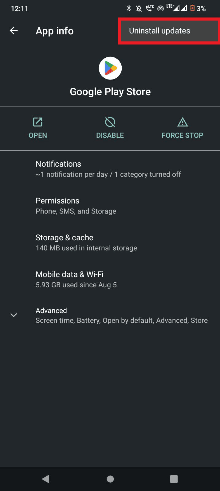 toca Desinstalar actualizaciones
