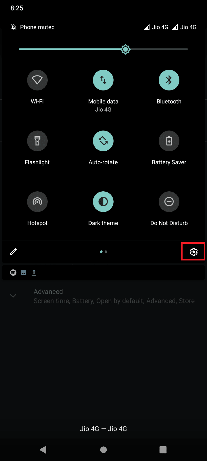 toca el icono de la rueda dentada de la barra de notificaciones.  Solucionar el error 963 de Google Play Store