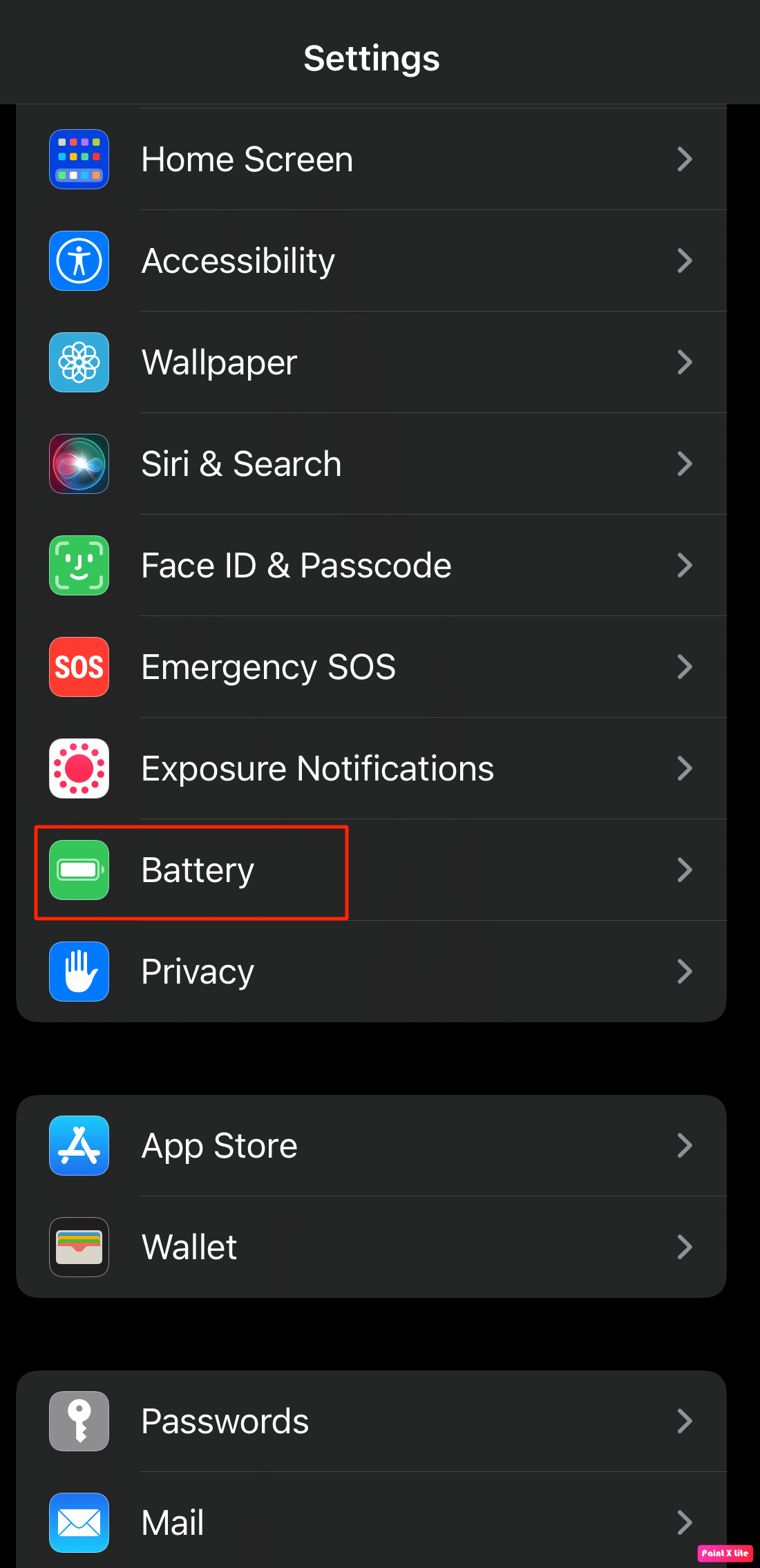 elija la opción de batería. 12 formas de arreglar la linterna del iPhone que no funciona