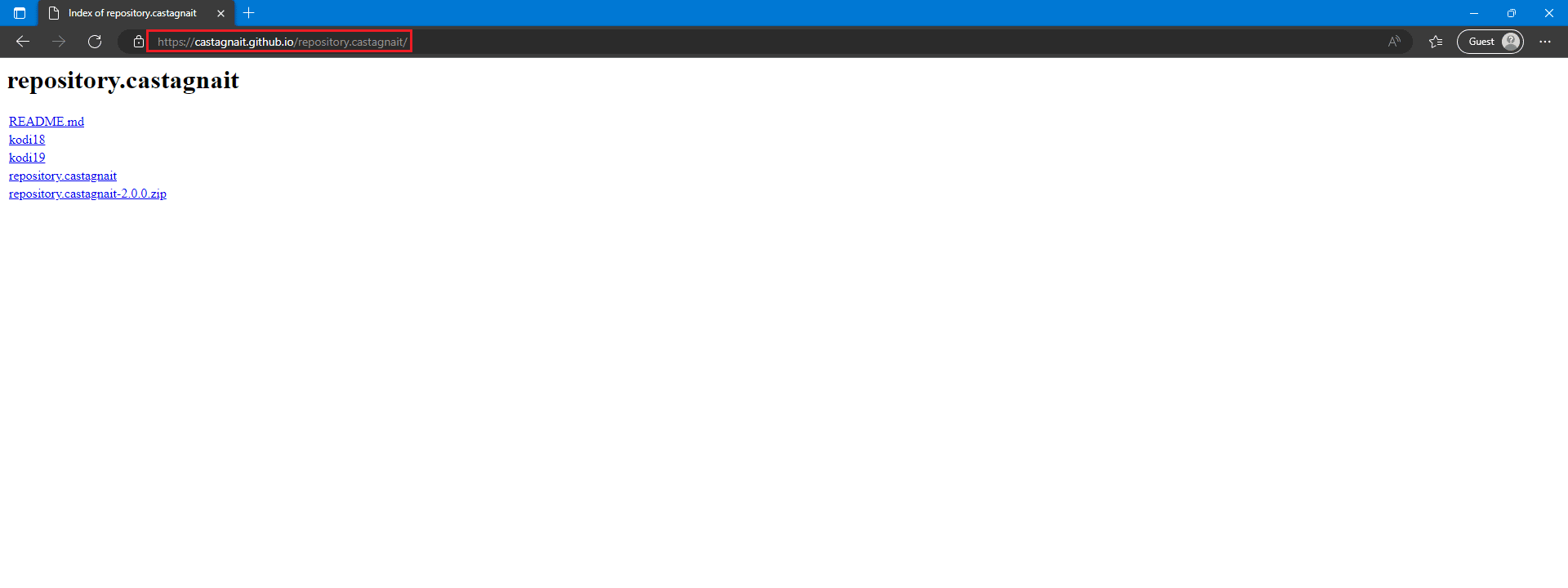 URL del repositorio de Kodi